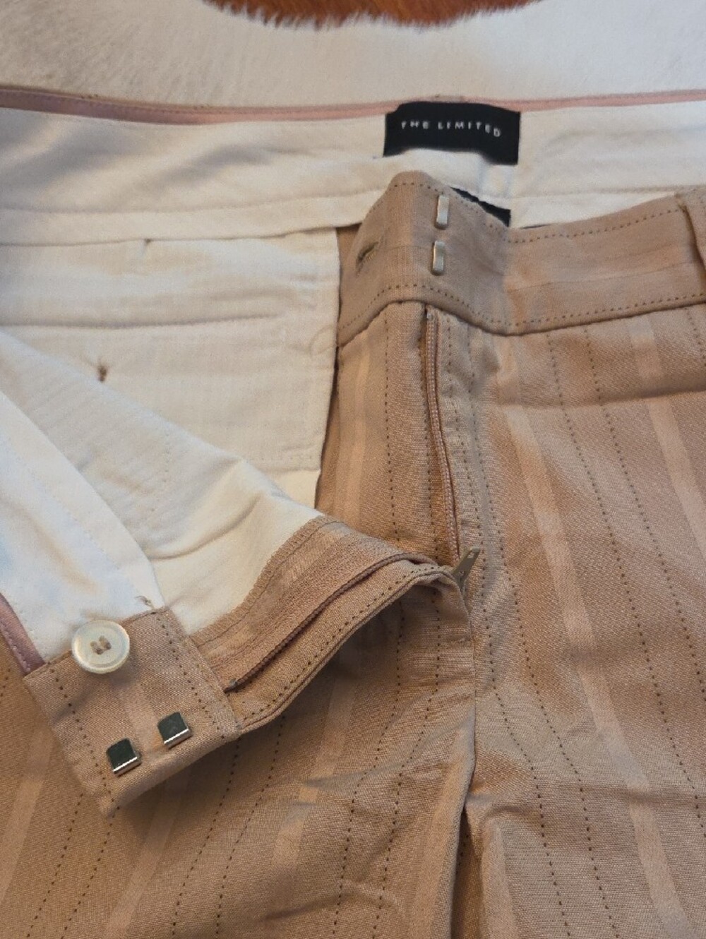 The Limited Beige Pinstripe Dress Pants Drew Fit 10 - Picture 3 of 6